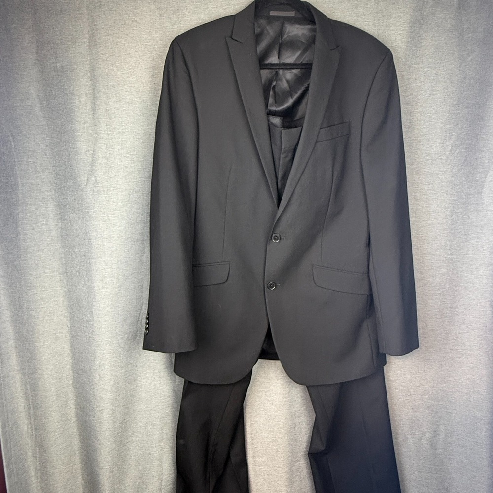 Kenneth Cole New York Men's Black 2 Piece Suit Slim 42L/36W‎ WPL8709 100% Wool